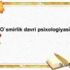 O'smirlik davri psixologiyasi