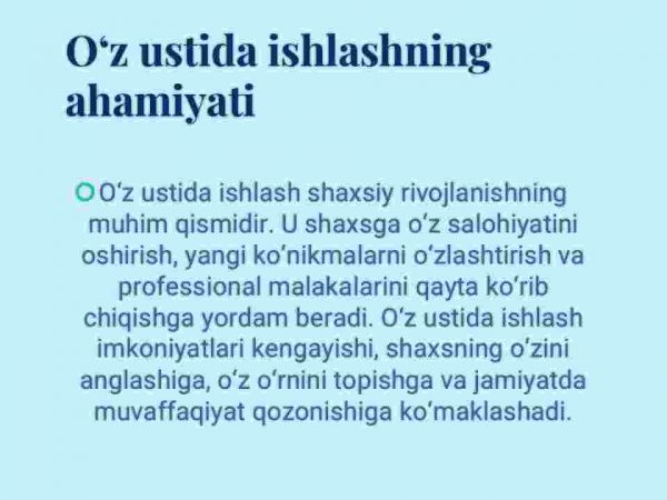 O‘z-o‘zini tarbiyalash va o‘z ustida ishlash pedagogik mahoratning asosiy sharti - Image 4
