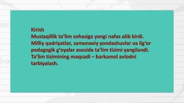 Mustaqil O'zbekiston ta'lim tizimi va pedagogik qarashlar​ - Image 2