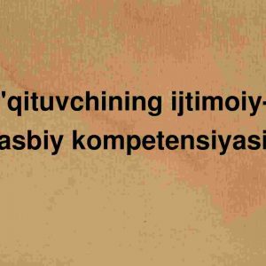 O'qituvchining ijtimoiy-kasbiy kompetensiyasi