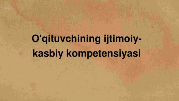 O'qituvchining ijtimoiy-kasbiy kompetensiyasi