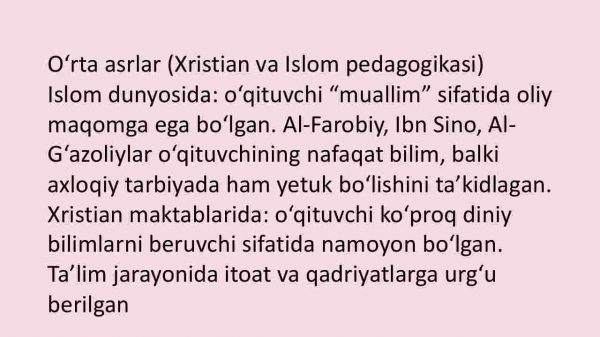 Pedagogik fikrlar va maktablar tarixida oʻqituvchi mahorati masalalari - Image 3