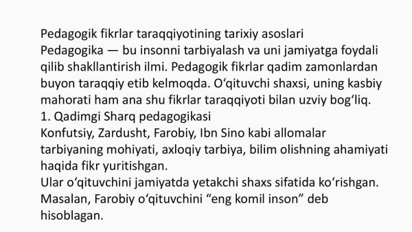 Pedagogik fikrlar taraqqiyoti oʻqituvchi mahorati masalalari - Image 2