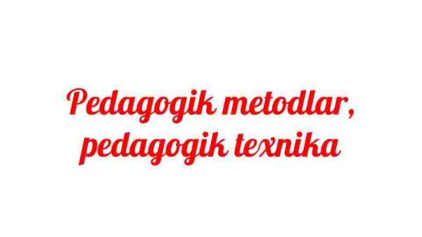 Pedagogik metodlar, pedagogik texnika