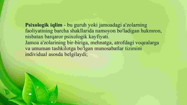Jamoadagi psixologik iqlim - Image 2