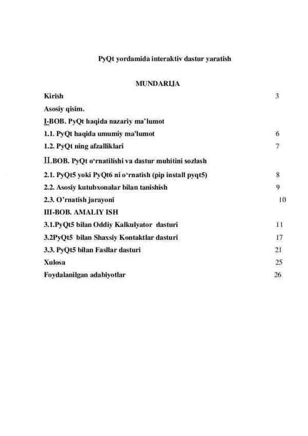 PyQt yordamida interaktiv dastur yaratish