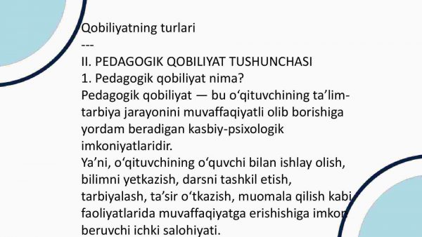 Qobiliyat va pedagogik qobiliyat haqida tushuncha - Image 4