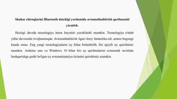 Shaxar chiroqlarini Bluetooth datchigigi yordamida avtomatlashtirish qurilmasini yaratish - Image 4