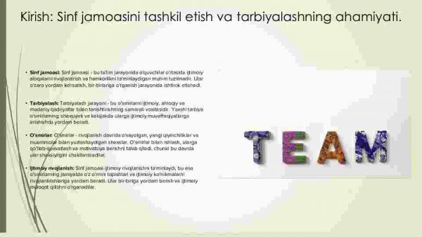 Sinf jamoasini tashkil etish va tarbiyalash - Image 3