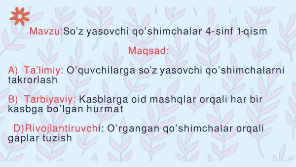 Dars ishlanma so’z yasovchi qo’shimachalar - Image 2