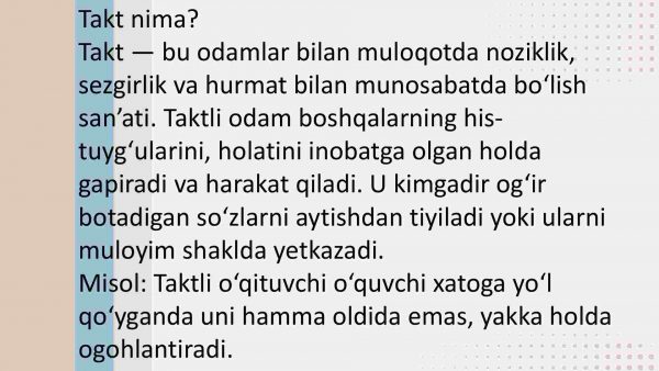 Takt va pedagogik takt haqida tushuncha. Pedagogik taktni qoʻllash shartlari - Image 2