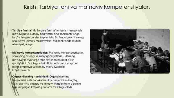 Tarbiya fani o‘qitish jarayonida o‘quvchilarni ma’naviy kompetenstiyalarini shakllantirish - Image 3