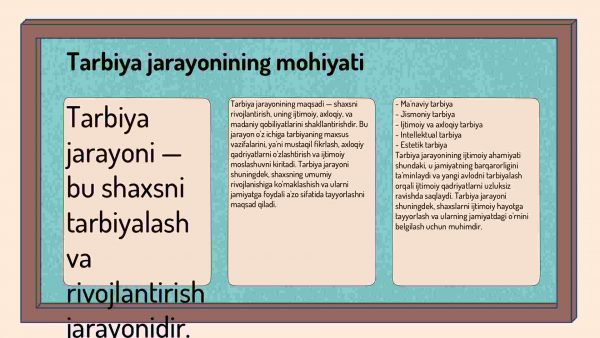 Tarbiya jarayonining mohiyati va mazmuni.Tarbiya qonuniyatlari va tamoyillari​ - Image 3