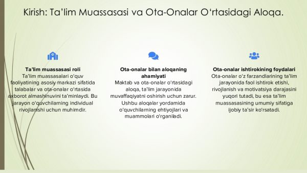 Ta’lim muassasasi o‘quvchilarning ota-onalari bilan olib boradigan ish shakl va metodlari - Image 3