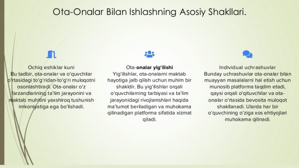 Ta’lim muassasasi o‘quvchilarning ota-onalari bilan olib boradigan ish shakl va metodlari - Image 4