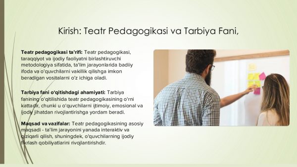 Teatr pedagogikasi imkoniyatlaridan foydalanish: Tarbiya fani o‘qitishda - Image 3