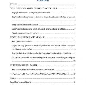 Tog’ jinslarini qazib olish