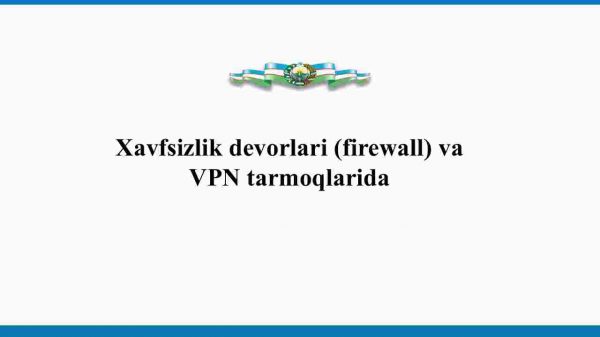 Xavfsizlik devorlari (firewall) va VPN tarmoqlarida