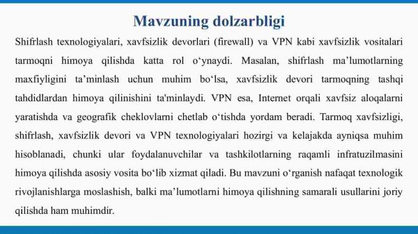 Xavfsizlik devorlari (firewall) va VPN tarmoqlarida - Image 2