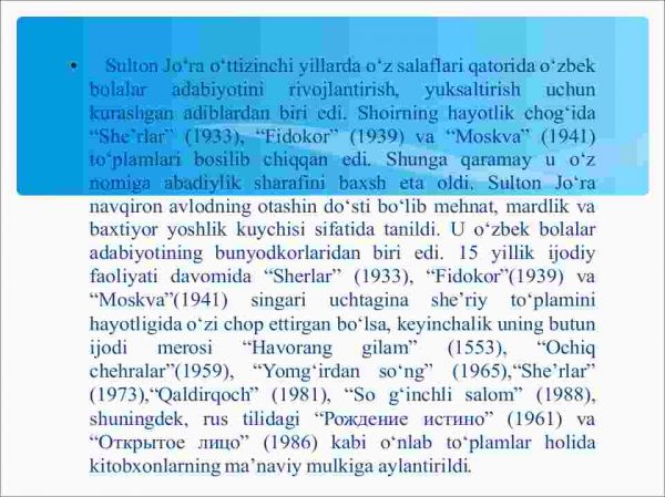 Sulton Jo‘ra, Zafar Diyor ijodi - Image 4