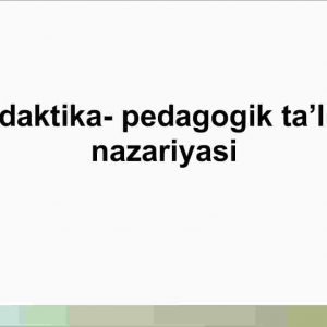 Didaktika- pedagogik taʼlim nazariyasi​