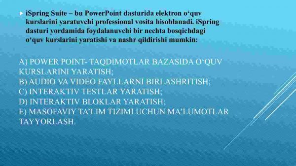 ISpring Suite, Hot Potatoes, MyTestX, EasyQuizzy dasturlari va ularning imkoniyatlari - Image 4