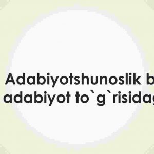 Adabiyotshunoslik badiiy adabiyot to'g'risidagi fan