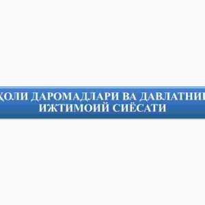 Aholi daromadlari va davlatning ijtimoiy siyosati