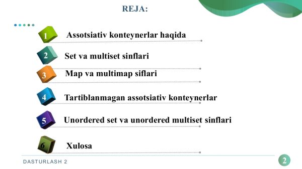 Assosiativ va tartiblanmagan​  assosiativ konteynerlar - Image 2
