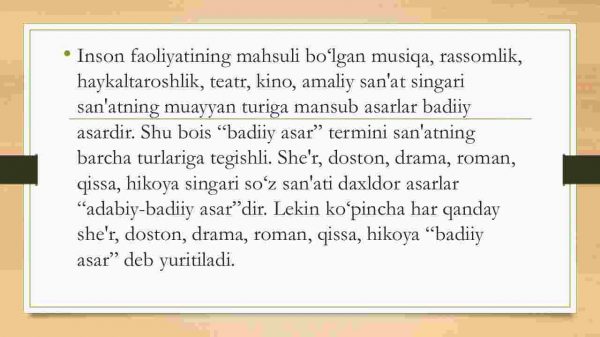 Badiiy asar. Badiiylik – badiiy adabiyotning asosiy xususiyati - Image 3
