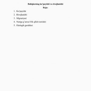 Baliqlarning ko'payishi va rivojlanishi
