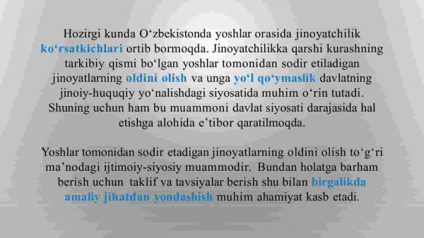 Yoshlar orasida jinoyatchilikni oldini olishning huquqiy asoslari va zaruriy choralarining muhim masalalari - Image 2