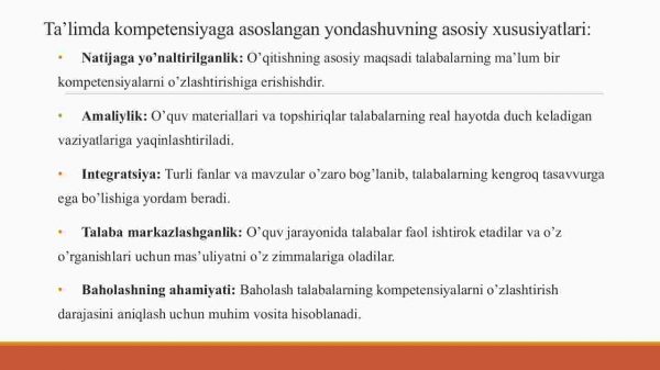 Blum taksonomiyasi asosida baholash, kompetensiyaga asoslangan yondashuv - Image 4