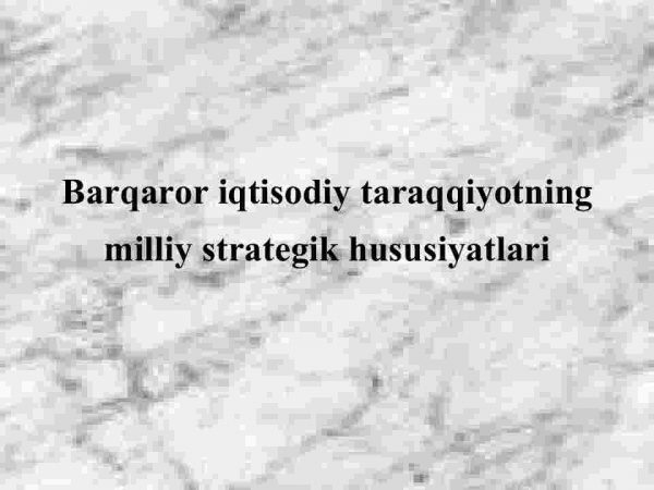 Barqaror iqtisodiy taraqqiyotning milliy strategik xususiyatlari