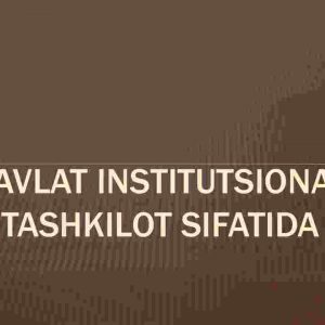 Davlat institutsional tashkilot sifatida