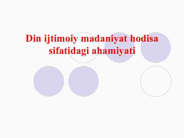 Din ijtimoiy madaniyat hodisa sifatidagi ahamiyati