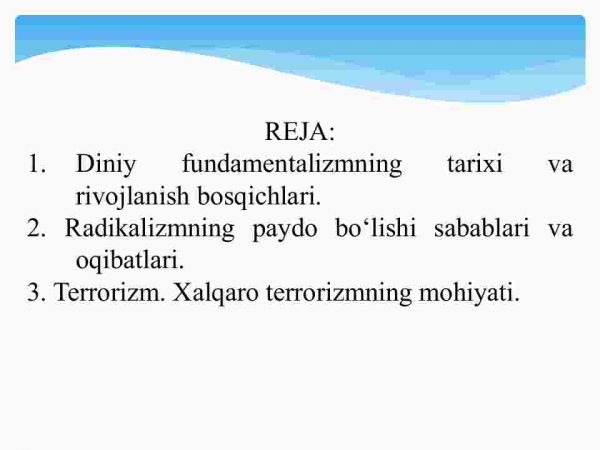 Diniy fundamentalizm, radikalizm va terrorizmning tarixi va​ yo'nalishlari - Image 2