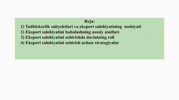 Tadbirkorlik subyektlarining eksport salohiyatini baholash - Image 2