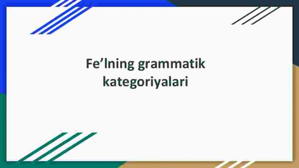 Feʼlning grammatik kategoriyalari