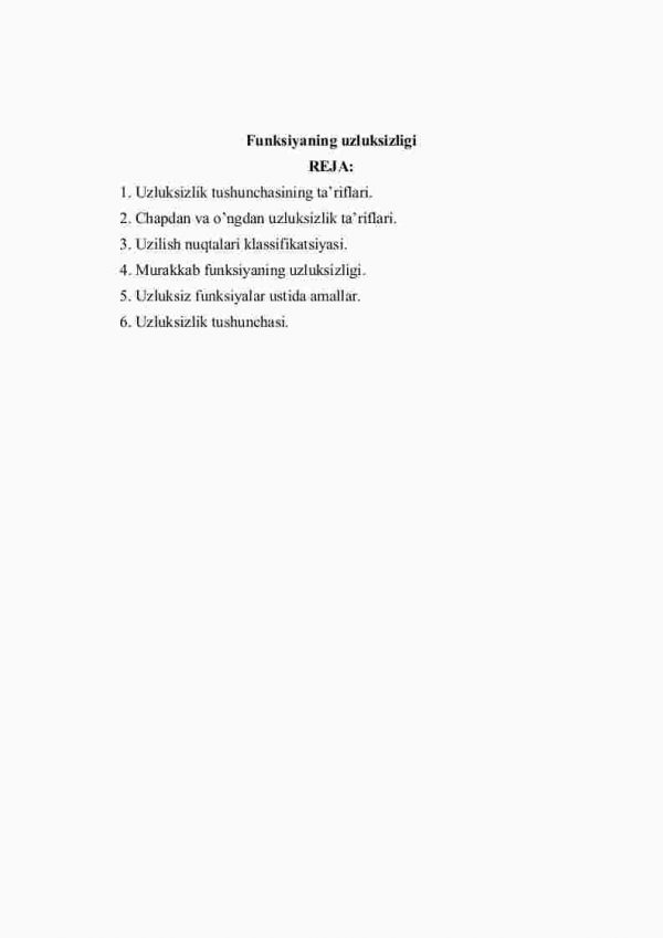 Funksiyaning uzluksizligi