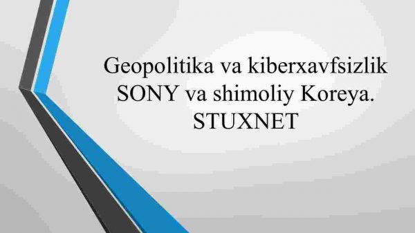 Geopolitika va kiberxavfsizlik​ Sony va Shimoliy Koreya. Stuxnet