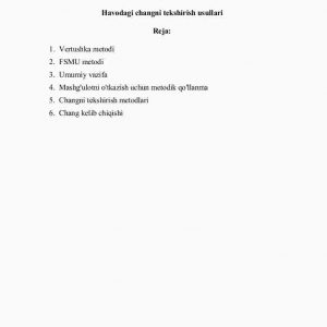 Havodagi changni tekshirish usullari