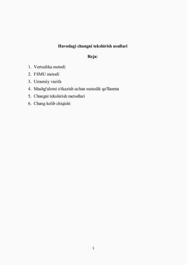 Havodagi changni tekshirish usullari
