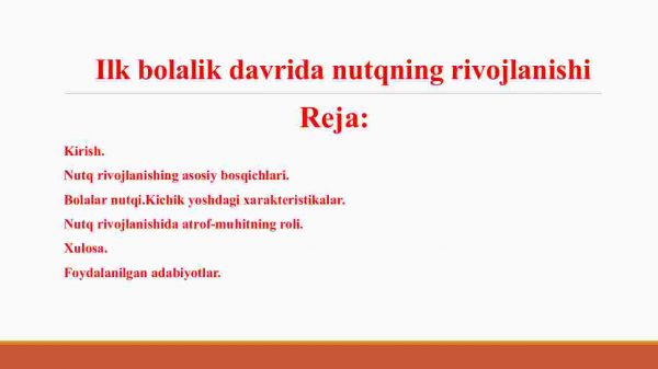 Ilk bolalik davrida nutqning rivojlanishi