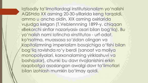 Institutsionalizm yo'nalishi mohiyati va ahamiyati - Image 4