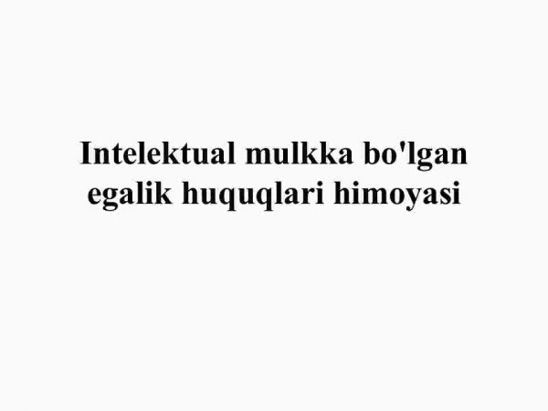 Intelektual mulkka bo'lgan egalik huquqlari himoyasi