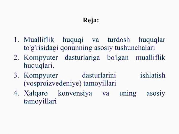 Intelektual mulkka bo'lgan egalik huquqlari himoyasi - Image 2