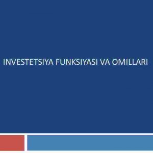 Investitsiya funksiyasi va omillari