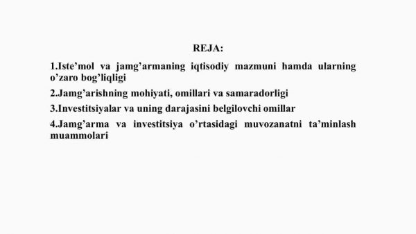 Iste'mol, jamg'arma va investitsiyalar - Image 2