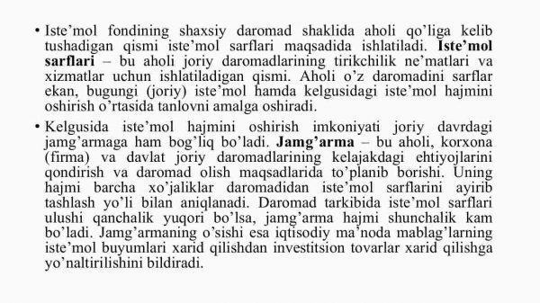 Iste'mol, jamg'arma va investitsiyalar - Image 4